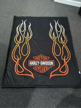 Harley-Davidson Plush Blanket with Orange Flame Logo
